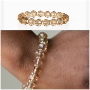 CRYSTAL CANDELABRA BROWN STRETCHY BRACELET
